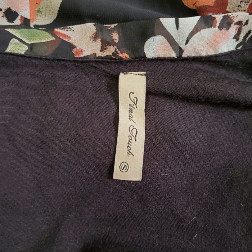 Final Touch Black & Multi Colored Floral Baby Doll Dress In Rayon Size Small - Picture 2 of 6